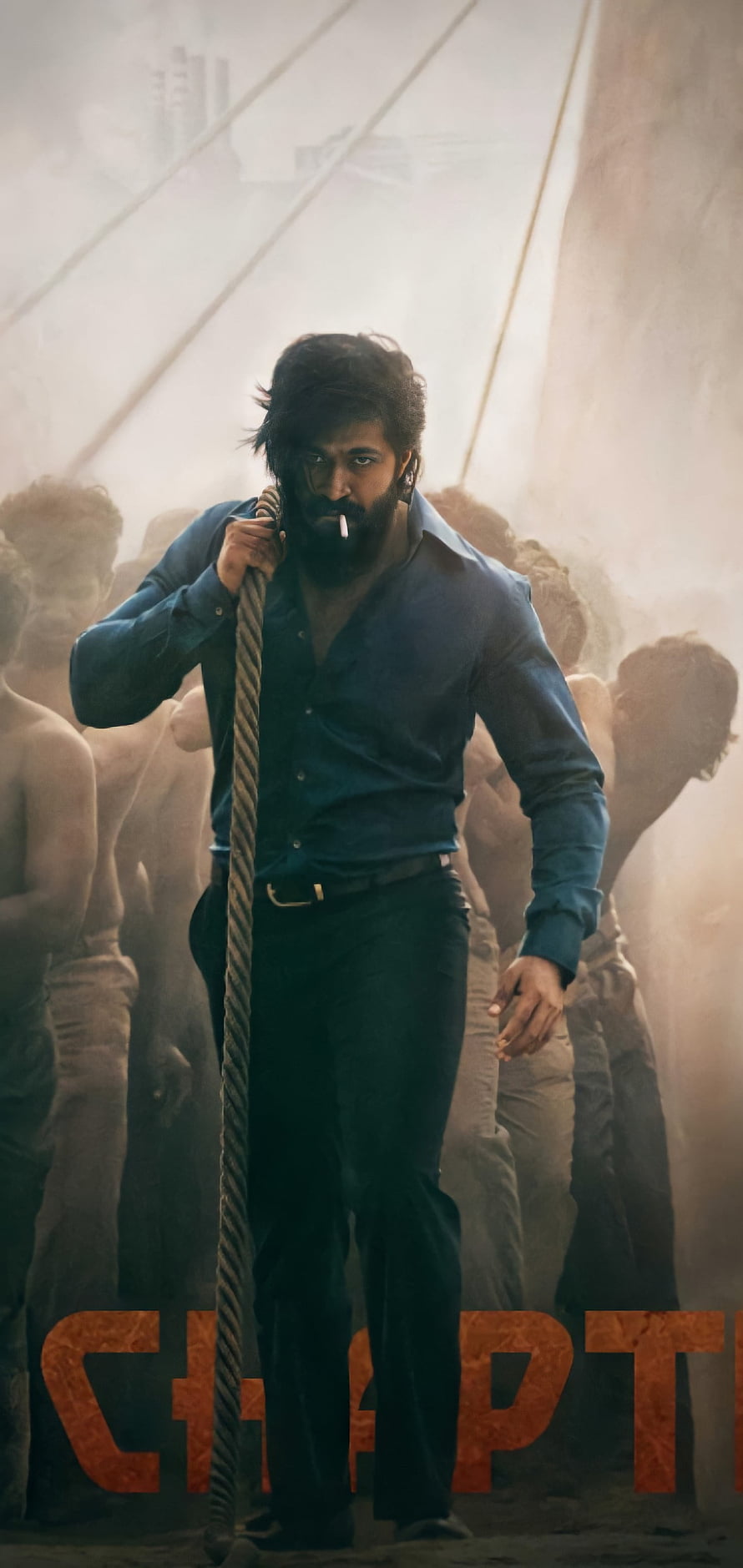 KGF Chapter 2 Rocky Bhai Cinematic Poster with Rope and Intense Gaze HD phone wallpaper