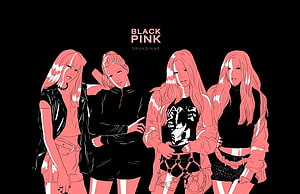 Blackpink Drunginme Stylized Pink and Black K-Pop Group Illustration HD wallpaper