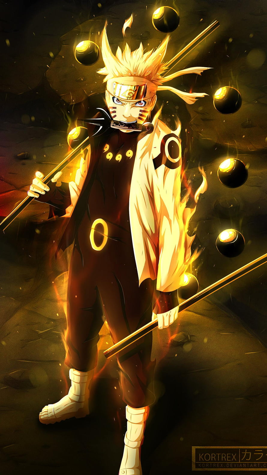 Naruto Sage of Six Paths Mode with Black Balls and Golden Aura HD phone wallpaper