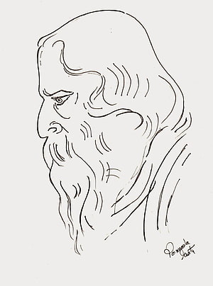 Minimalist Line Drawing of Rabindranath Tagore in Profile with Long Beard HD phone wallpaper