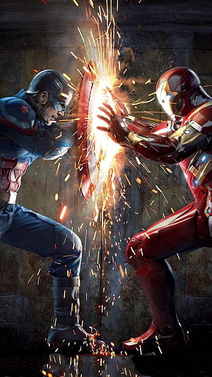 Captain America and Iron Man Clash in Epic Civil War Battle Scene, Captain America vs Ironman Civil War. Captain america HD phone wallpaper