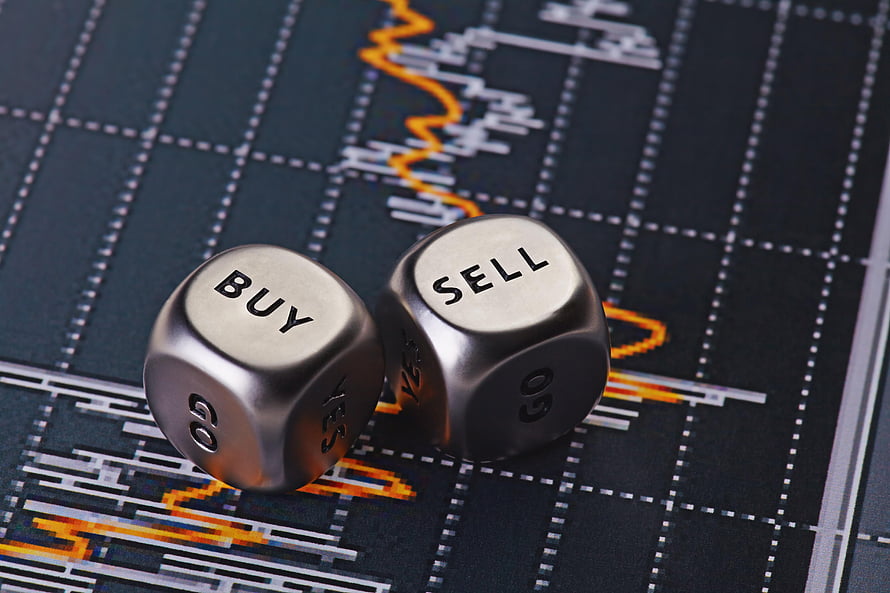 Metal Buy and Sell Dice on Financial Stock Market Chart Background HD wallpaper