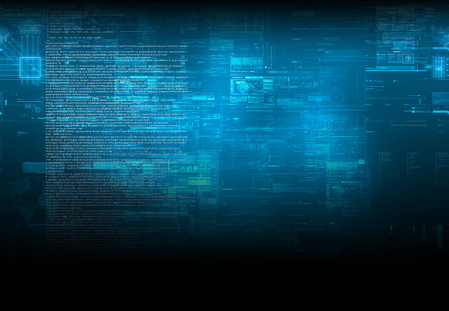 Abstract Blue Digital Technology Background with Code and Circuit Patterns HD wallpaper