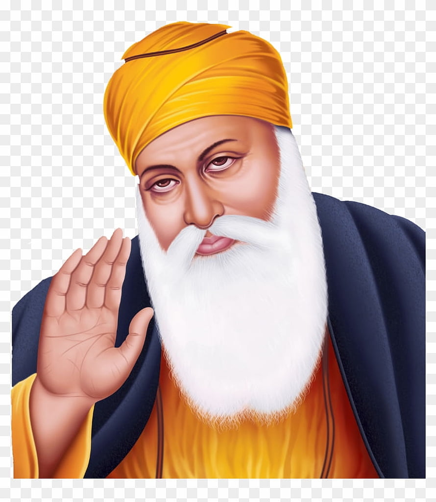 Guru Nanak Devji Portrait Illustration with Yellow Turban and White Beard HD phone wallpaper