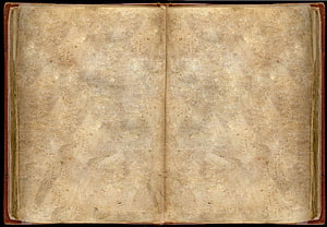 Open antique book with aged parchment pages and faded ink marks HD wallpaper