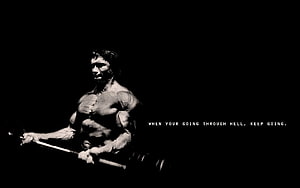 Black and White Bodybuilder Motivational Quote Wallpaper HD wallpaper