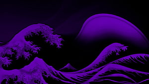 Purple Grunge Wave Art with Glowing Ink Splatter and Dark Mountain Silhouette HD wallpaper
