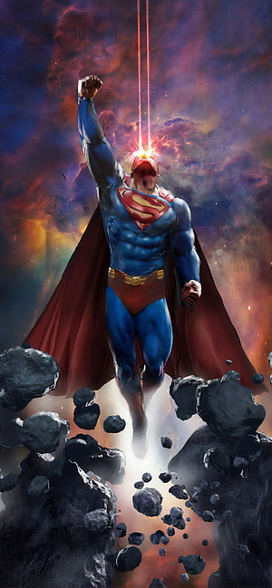 Superman Rising Through Cosmic Debris With Heat Vision Beams, Artwork New Superman Background – Cool, Superman Abstract HD phone wallpaper