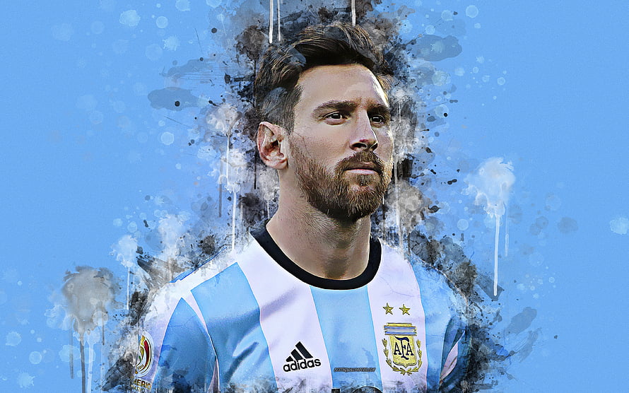 Lionel Messi Argentina National Team Grunge Portrait Artwork HD wallpaper