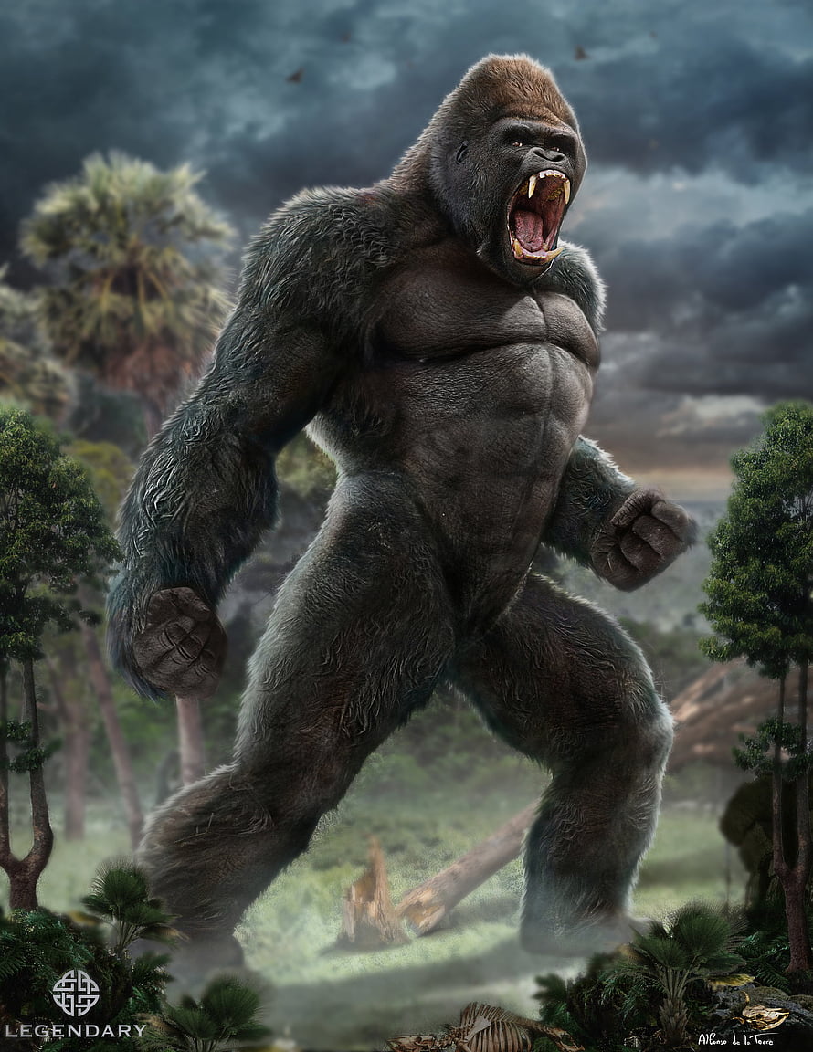 Furious King Kong Concept Art by Alfonso de la Torre for Legendary Pictures HD phone wallpaper