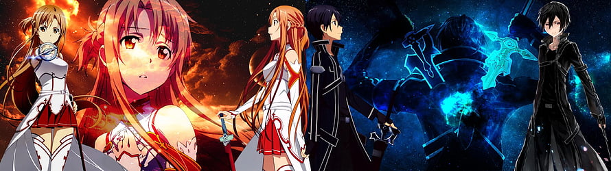 Sword Art Online Anime Character Lineup with Kirito and Asuna HD wallpaper