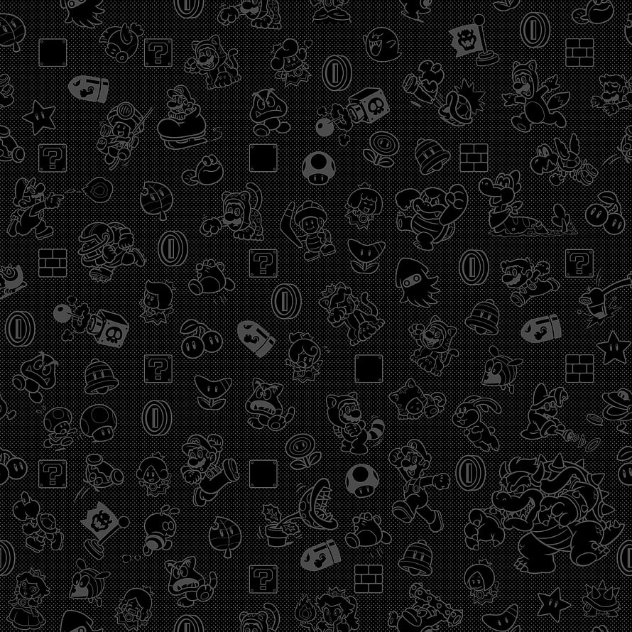 Super Mario Black and White Icon Pattern Wallpaper HD phone wallpaper