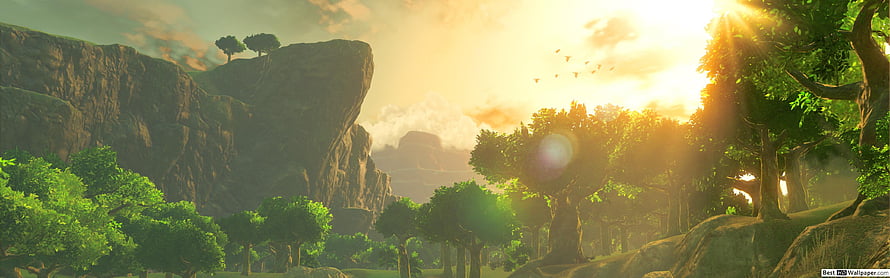 The Legend of Zelda Breath of the Wild Golden Hour Savanna Landscape HD wallpaper