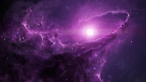 Vibrant Purple Nebula and Glowing Star in Deep Space HD wallpaper