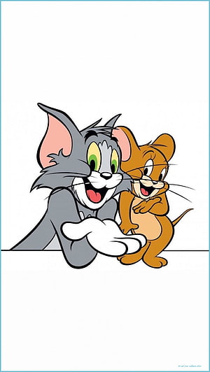 Tom and Jerry Cartoon Characters Peeking Over a White Surface HD phone wallpaper