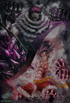 One Piece Luffy vs Katakuri Epic Battle Anime Illustration HD phone wallpaper