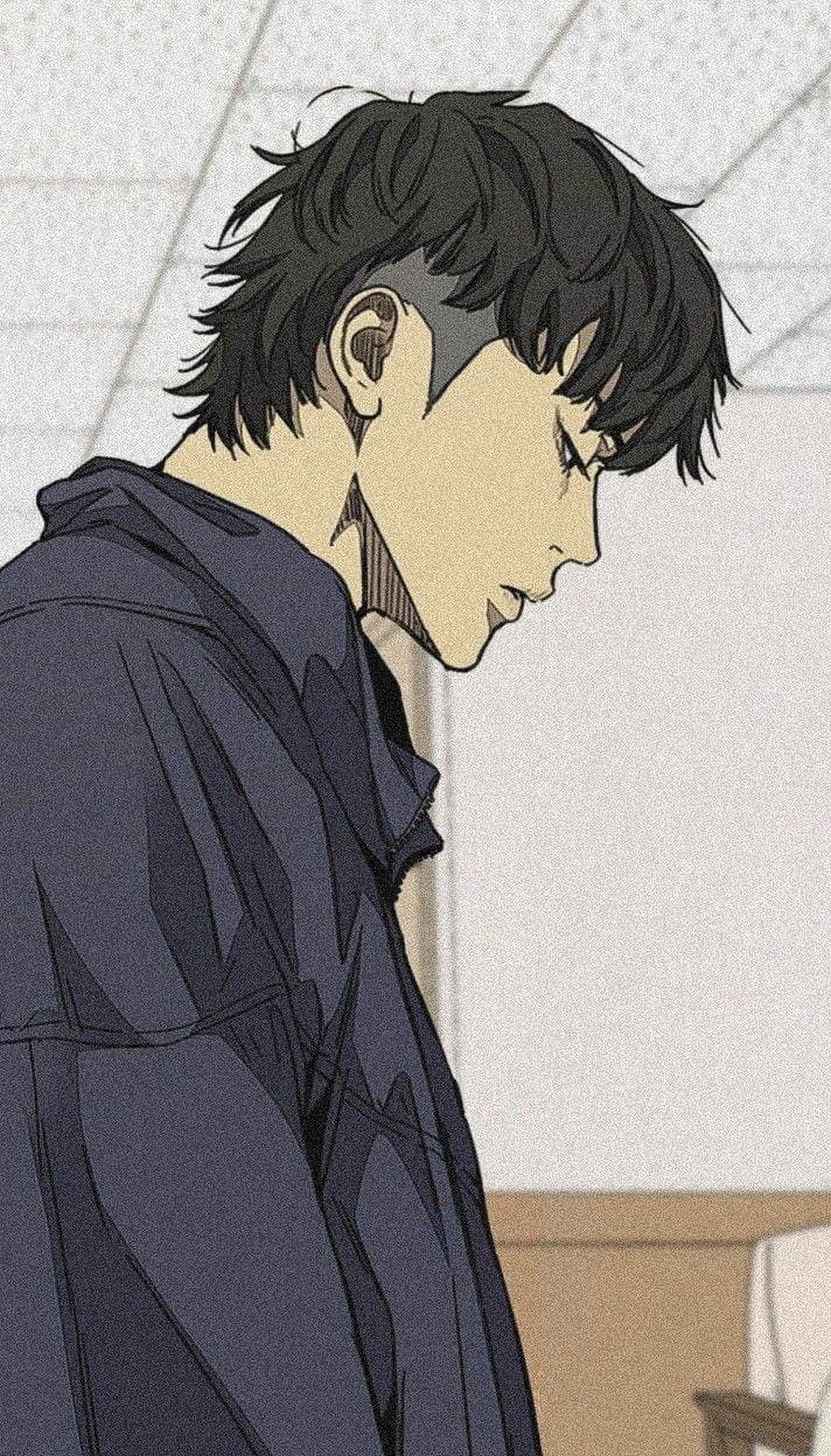 Jay Jo Anime Style Illustration of a Young Man in Profile Wearing a Dark Hoodie HD phone wallpaper