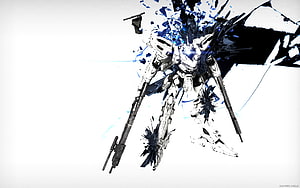 Armored Core 4 Mecha Concept Art with Blue Energy Effects and White Background HD wallpaper