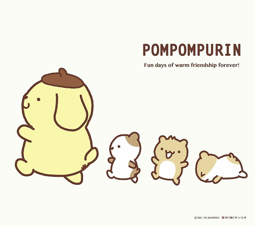 Pompompurin and Friends Cute Sanrio Character Illustration HD wallpaper