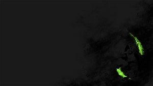 Dark Minimalist Abstract with Glowing Green Smoke and Geometric Fragments HD wallpaper