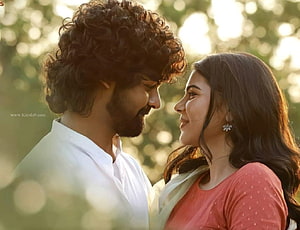 Hridayam Movie Still: Romantic Couple Gazing at Each Other in Golden Hour Light HD wallpaper