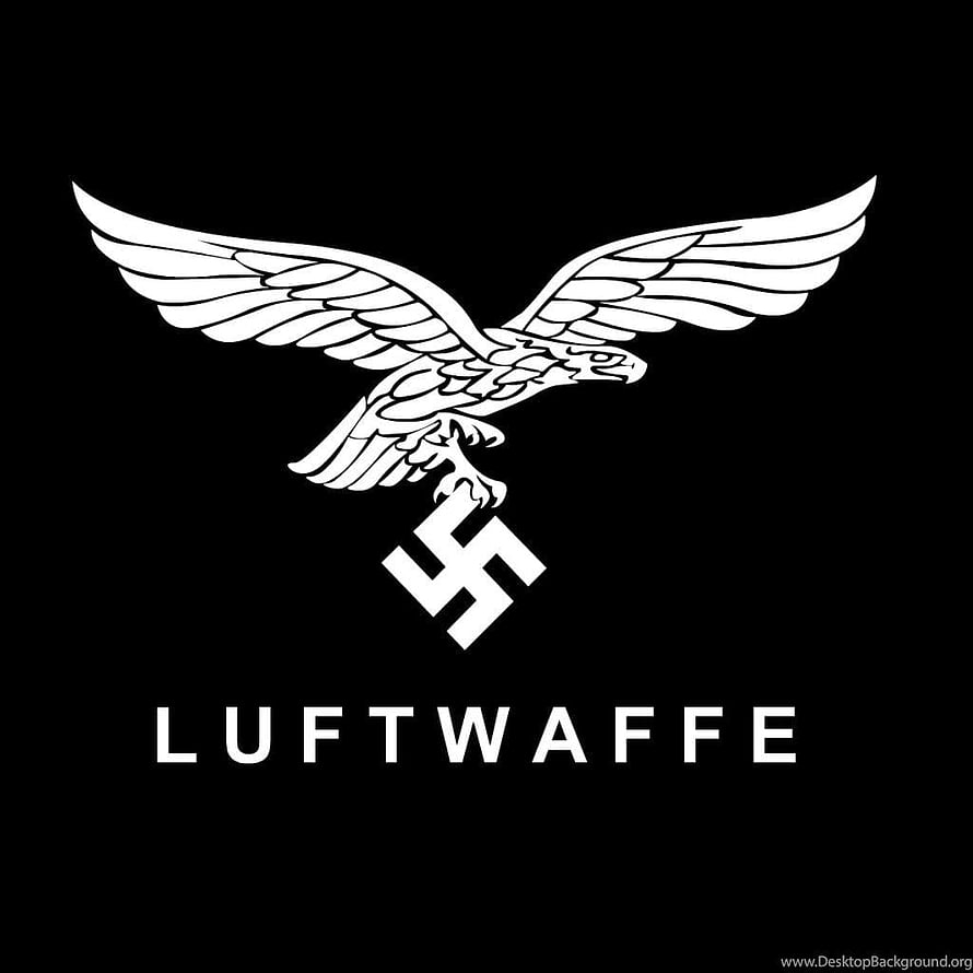 Luftwaffe Eagle Emblem with Swastika Symbol on Black Background HD phone wallpaper