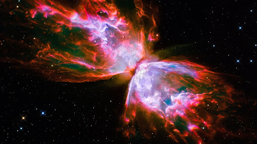 Butterfly Nebula and Bug Nebula in Vibrant Hubble Space Telescope Deep Field HD wallpaper