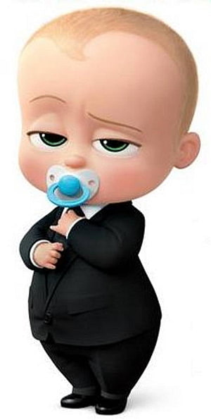 Boss Baby 3D Character in Black Suit with Blue Pacifier HD phone wallpaper