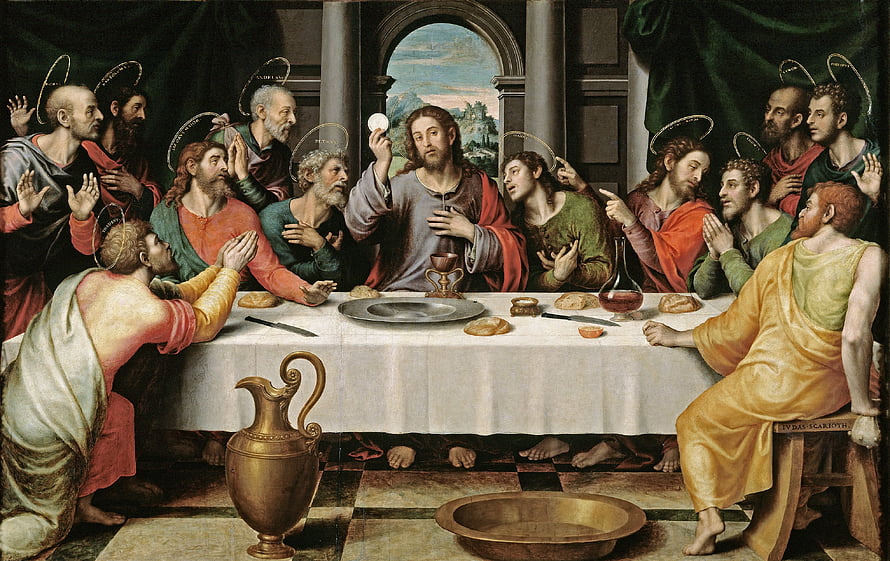 The Last Supper Renaissance Painting of Jesus and the Twelve Apostles at a Long Table HD wallpaper