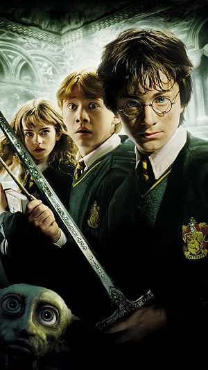 Harry Potter and the Chamber of Secrets Movie Poster Featuring Ron and Hermione HD phone wallpaper