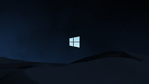 Windows 10 Dark Minimalist Desktop Wallpaper with Glowing Logo on Night Landscape HD wallpaper