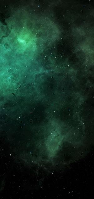 Ethereal Green Nebula and Starfield Deep Space Cosmic Clouds HD phone wallpaper