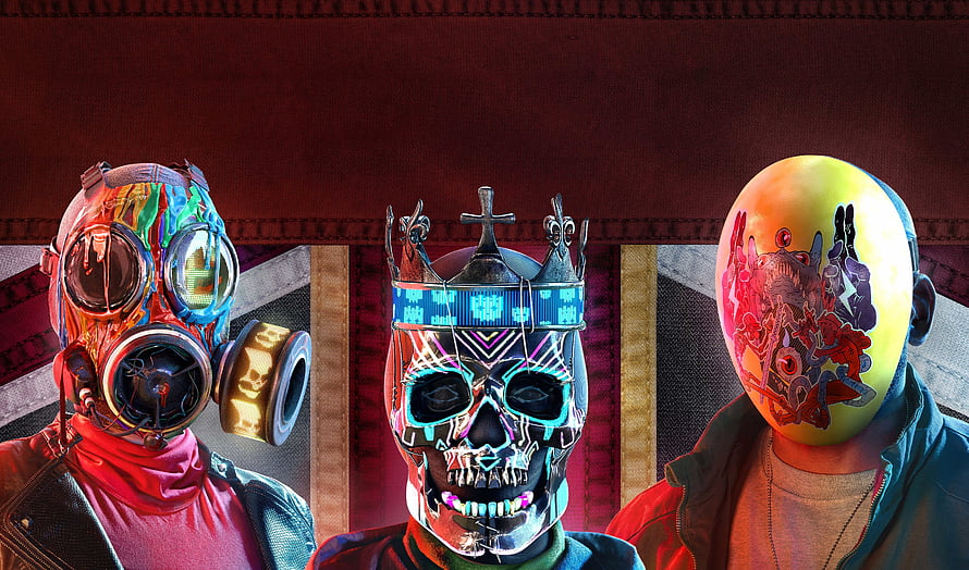 Watch Dogs Legion Three Masked Characters Neon Cyberpunk Style HD wallpaper
