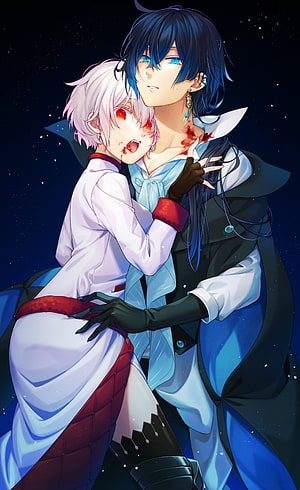Vanitas and Jeanne Embrace Under Starry Night Sky in Vanitas no Carte Anime Illustration HD phone wallpaper