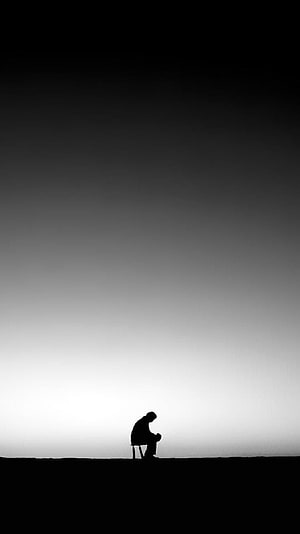 Solitary Figure Silhouette Against Minimalist Gradient Sky HD phone wallpaper