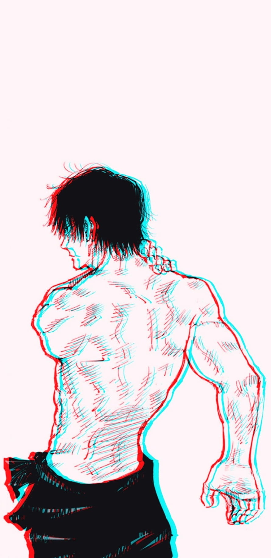 Toji Fushiguro from Jujutsu Kaisen in a Glitch Art Style with Red and Cyan Chromatic Aberration HD phone wallpaper