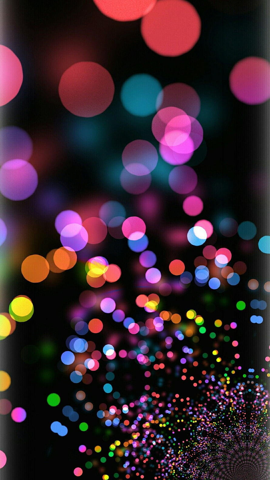 Vibrant Multicolored Bokeh Lights on Dark Background HD phone wallpaper