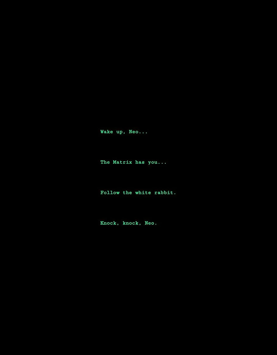 The Matrix Wake Up Neo Green Terminal Text on Black Background HD phone wallpaper