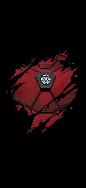 Iron Man Arc Reactor Red Geometric Emblem on Black Background, Iron Man Arc Reactor AMOLED 1080×2340 ⋆ Traxzee HD phone wallpaper