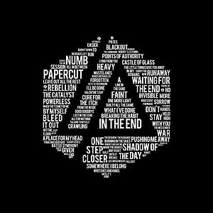 Linkin Park Song Titles Word Cloud Art on Black Background HD phone wallpaper