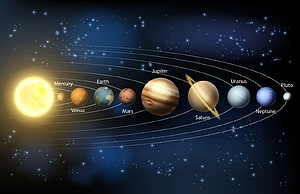 Labeled Solar System Diagram Featuring Sun and All Planets in Orbit HD wallpaper