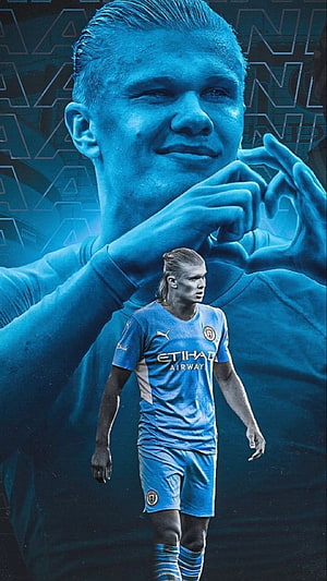 Erling Haaland Manchester City Etihad Airway Kit Portrait HD phone wallpaper