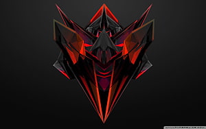 Aggressive Low-Poly Gaming Emblem with Red and Black Geometric Facets on Dark Background HD wallpaper