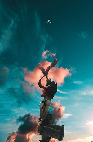 Mikasa Ackerman Gazing at Dramatic Clouds in Attack on Titan, Mikasa Ackerman, cloud, sky HD phone wallpaper
