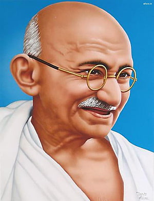 Mahatma Gandhi Portrait in White Dhoti with Round Glasses and Warm Smile HD phone wallpaper
