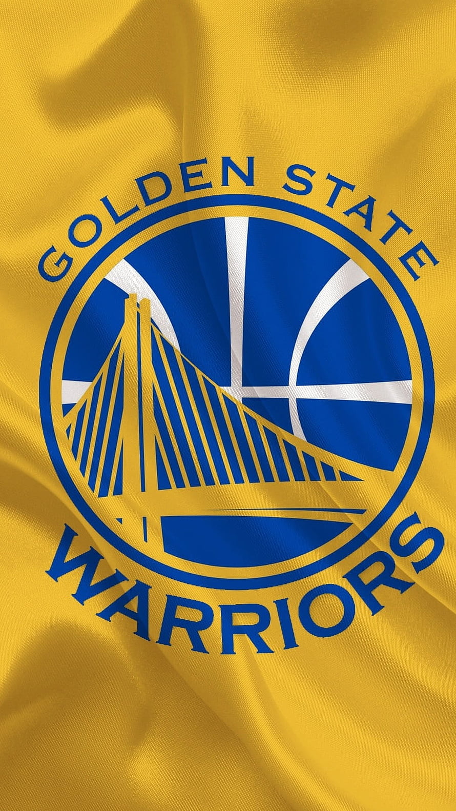 Golden State Warriors Team Logo on Yellow Fabric Background HD phone wallpaper
