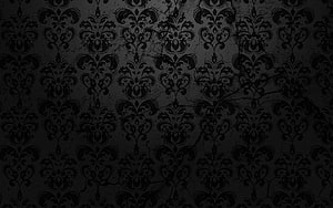 Dark Damask Pattern on Cracked Concrete Surface HD wallpaper