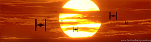 Star Wars TIE Fighters Silhouetted Against a Massive Orange Sunset Sky HD wallpaper