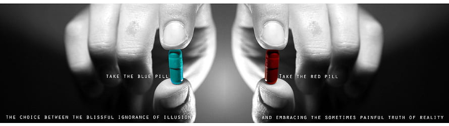 The Matrix Red and Blue Pill Choice Concept with Hands and Text HD wallpaper