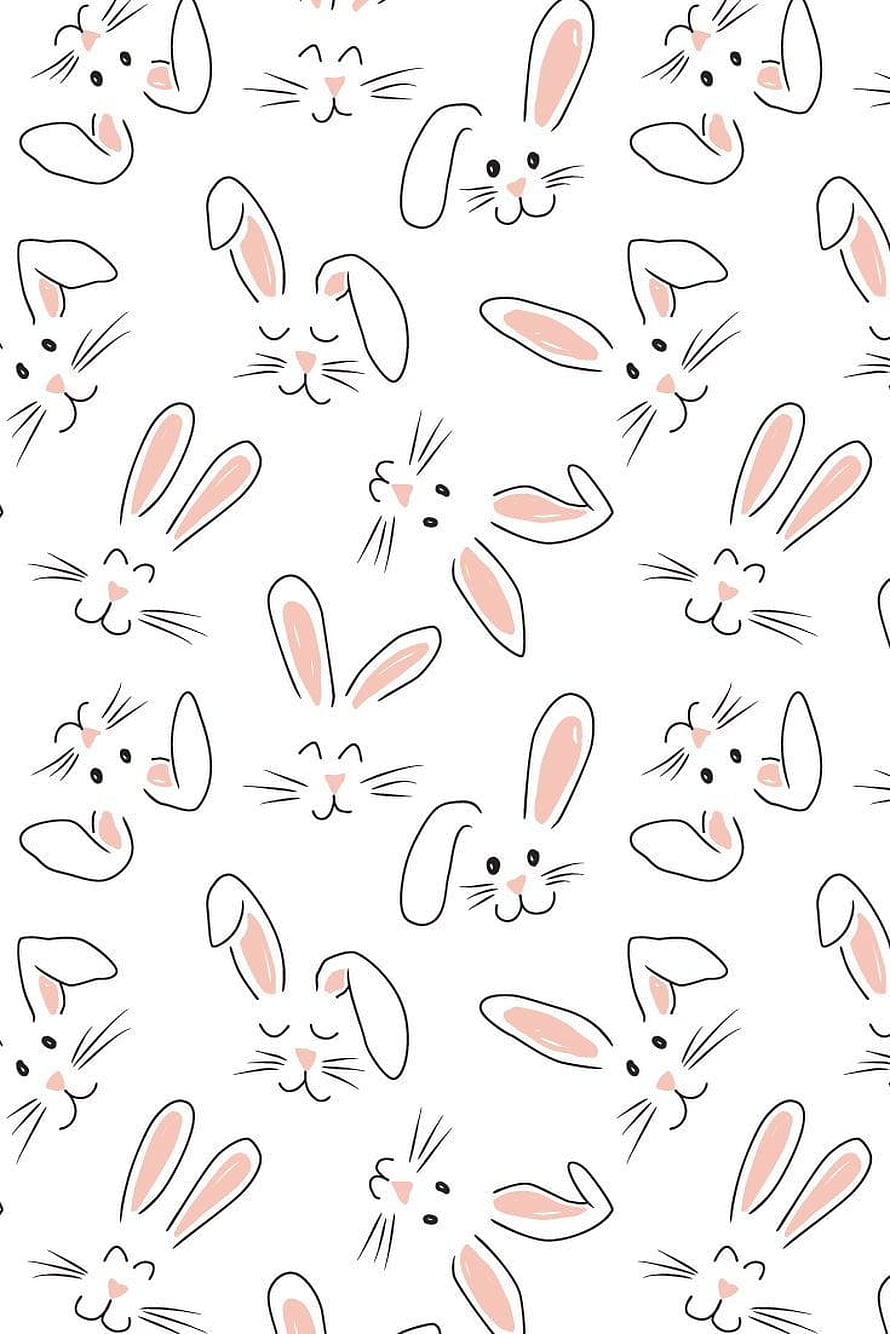Cute Easter Bunny Pattern Wallpaper with Soft Pink Accents HD phone wallpaper